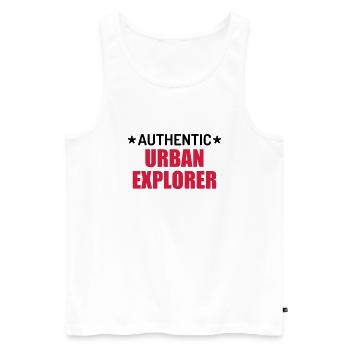 Urbex / Urban Exploration Explorer Cataphile - Débardeur bio Premium Homme - blanc - Devant - AI Model Male 178 light (178cm)