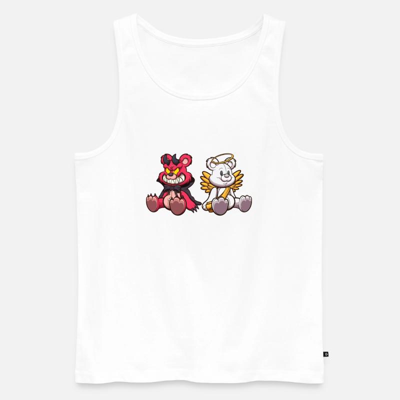 Teufel und Engel Teddybär - Männer Premium Bio Tank Top - Weiß