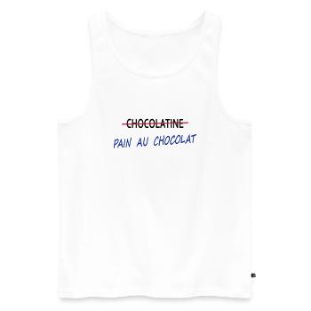 Pain au chocolat - Débardeur bio Premium Homme - blanc - Devant - Michal (187cm)