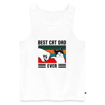 Beste Katze Papa jemals Faust Punch - Männer Premium Bio Tank Top - Weiß - Vorne - Michal (187cm)