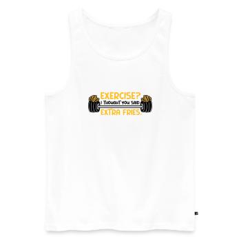 Exercise Extra Fries Zitat - Männer Premium Bio Tank Top - Weiß - Vorne - AI Model Male 178 light (178cm)