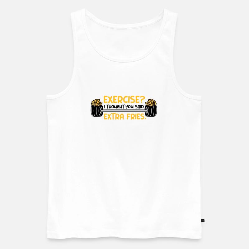 Exercise Extra Fries Zitat - Männer Premium Bio Tank Top - Weiß