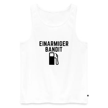 Einarmiger Bandit Lustiger Spruch tanken Rabatt - Männer Premium Bio Tank Top - Weiß - Vorne - Michal (187cm)