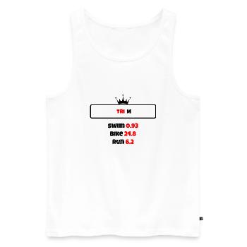 T shirt triathlon Distance M - Débardeur bio Premium Homme - blanc - Devant - Michal (187cm)