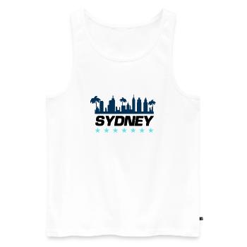 Ville de Sydney - Débardeur bio Premium Homme - blanc - Devant - Michal (187cm)