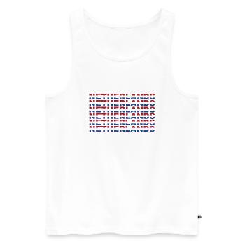 Texte des Pays-Bas dans les couleurs du drapeau - Débardeur bio Premium Homme - blanc - Devant - AI Model Male 178 light (178cm)