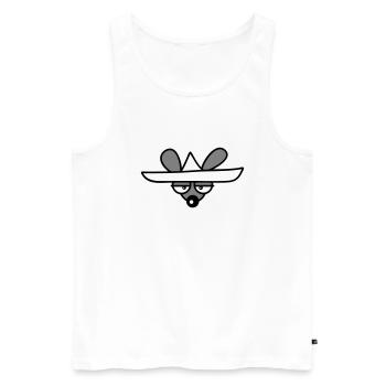 Souris Grand Chapeau Sombrero Triste Fatigué Ennuyé - Débardeur bio Premium Homme - blanc - Devant - Michal (187cm)