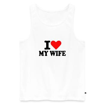 Ehefrau - Männer Premium Bio Tank Top - Weiß - Vorne - Michal (187cm)