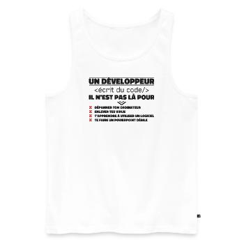 Ein schriftlicher Entwickler von The Gift Code - Männer Premium Bio Tank Top - Weiß - Vorne - AI Model Male 178 light (178cm)