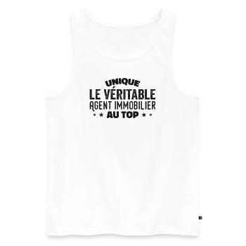 le véritable Agent Immobilier au top - Débardeur bio Premium Homme - blanc - Devant - Michal (187cm)