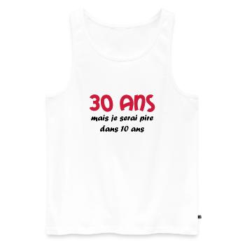 30 ans - Men's Premium Organic Tank Top - white - Front - Michal (187cm)