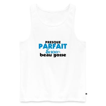 Almost Perfect - 100% SCHÖNE KID (2c) - Männer Premium Bio Tank Top - Weiß - Vorne - Michal (187cm)