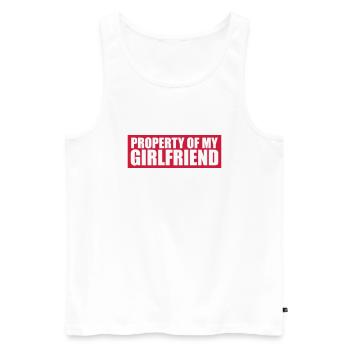 bouclier avertissement attention note propriété de ma fille - Débardeur bio Premium Homme - blanc - Devant - Michal (187cm)