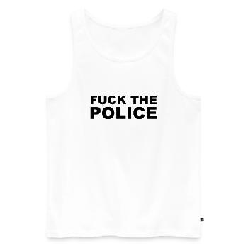 Fuck The Police - Débardeur bio Premium Homme - blanc - Devant - Michal (187cm)