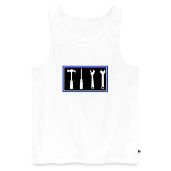 tool - Men's Premium Organic Tank Top - white - Front - AI Model Male 178 light (178cm)