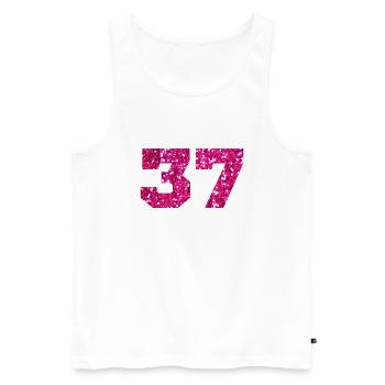 Number 37 Pink Glitter - 37th Anniversary - Men's Premium Organic Tank Top - white - Front - Michal (187cm)