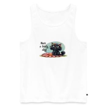 Happy Kitten on a Flower - Smile with us! - Men's Premium Organic Tank Top - white - Front - AI Model Male 178 light (178cm)