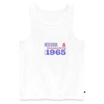 Meditating Since 1965 - 60 Years of Tranquility - Men's Premium Organic Tank Top - white - Front - Michal (187cm)