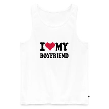 Boyfriend - Freund - Männer Premium Bio Tank Top - Weiß - Vorne - Michal (187cm)