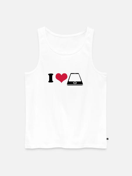 I love Smartphone - Männer Premium Bio Tank Top - Weiß