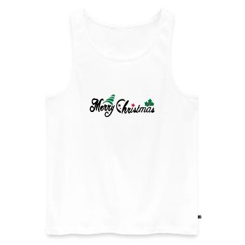 merry_christms_text_tree_holy_leaves - Männer Premium Bio Tank Top - Weiß - Vorne - Michal (187cm)