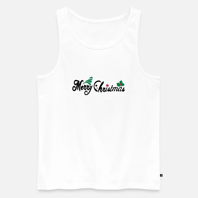 merry_christms_text_tree_holy_leaves - Männer Premium Bio Tank Top - Weiß