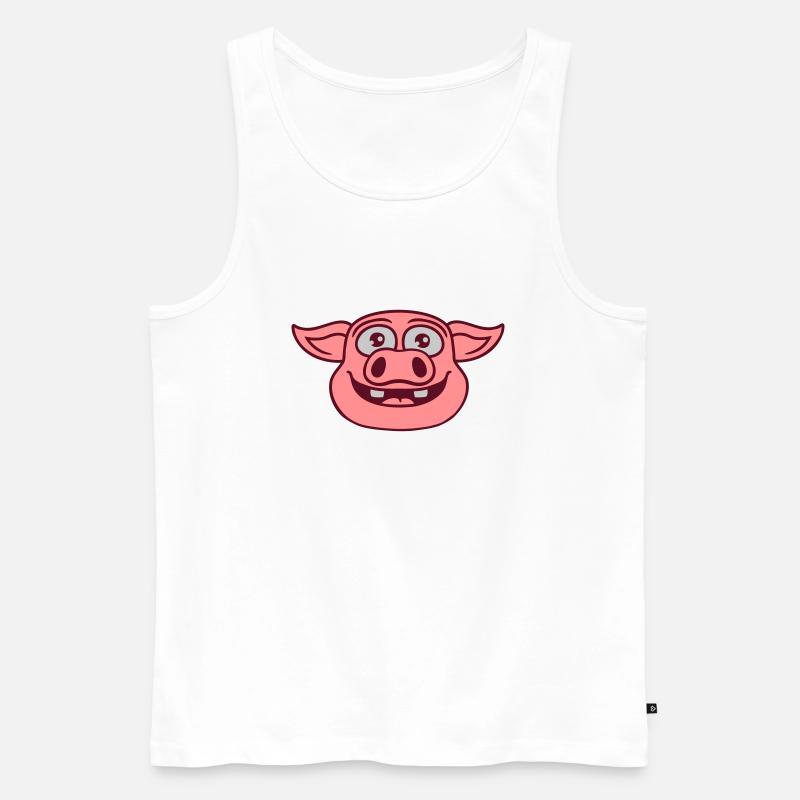 Gesicht glückliches Schwein Comic - Männer Premium Bio Tank Top - Weiß