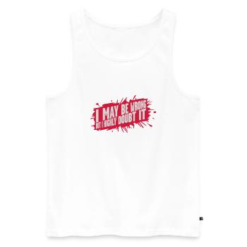 Je peux me tromper - Débardeur bio Premium Homme - blanc - Devant - AI Model Male 178 light (178cm)