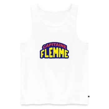 Capitaine flemme humour super héros - Débardeur bio Premium Homme - blanc - Devant - Michal (187cm)