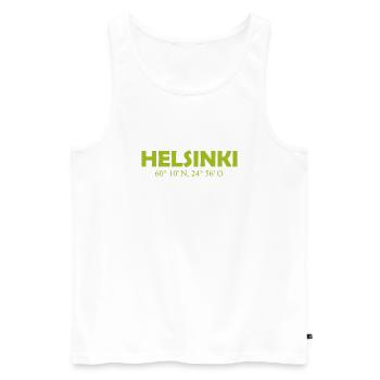 Helsinki Finland - Coordinates Longitude Latitude - Männer Premium Bio Tank Top - Weiß - Vorne - Michal (187cm)