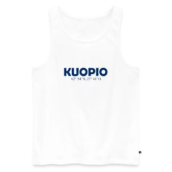 Kuopio - Finlande - Coordonnées longitude latitude - Débardeur bio Premium Homme - blanc - Devant - Michal (187cm)