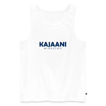 Kajaani - Finlande - Coordonnées Longitude Latitude - Débardeur bio Premium Homme - blanc - Devant - AI Model Male 178 light (178cm)