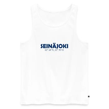 Seinäjoki - Finland - Coordinates - Longitude - Männer Premium Bio Tank Top - Weiß - Vorne - AI Model Male 178 light (178cm)