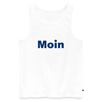Moin - Guten Morgen - Nordsee - Ostsee - Möwe - Männer Premium Bio Tank Top - Weiß - Vorne - Michal (187cm)