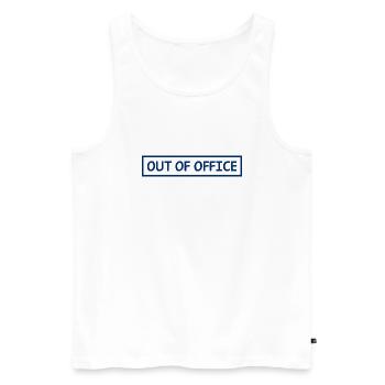 out of office - Nicht im Büro - ausserhaus - Men's Premium Organic Tank Top - white - Front - AI Model Male 178 light (178cm)