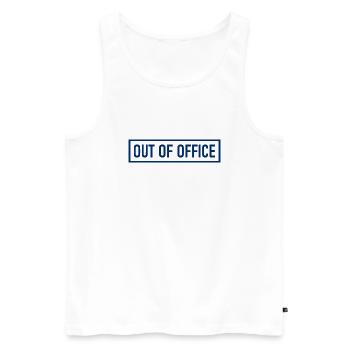 out of office - Nicht im Büro - ausserhaus - Men's Premium Organic Tank Top - white - Front - AI Model Male 178 light (178cm)