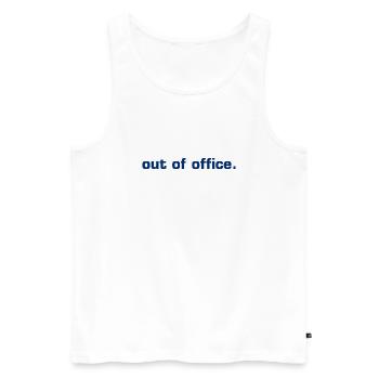 out of office - Nicht im Büro - ausserhaus - Men's Premium Organic Tank Top - white - Front - AI Model Male 178 light (178cm)