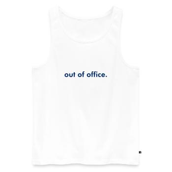 out of office - Nicht im Büro - ausserhaus - Men's Premium Organic Tank Top - white - Front - AI Model Male 178 light (178cm)