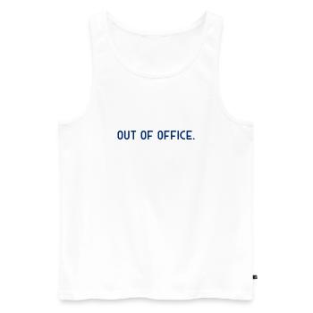 out of office - Nicht im Büro - ausserhaus - Men's Premium Organic Tank Top - white - Front - AI Model Male 178 light (178cm)