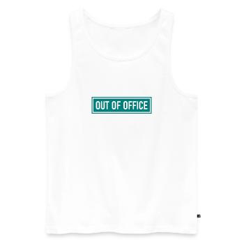 out of office - Nicht im Büro - ausserhaus - Men's Premium Organic Tank Top - white - Front - AI Model Male 178 light (178cm)