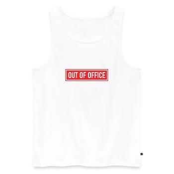 out of office - Nicht im Büro - ausserhaus - Men's Premium Organic Tank Top - white - Front - AI Model Male 178 light (178cm)