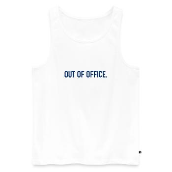 out of office - Nicht im Büro - ausserhaus - Men's Premium Organic Tank Top - white - Front - AI Model Male 178 light (178cm)