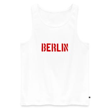 Slogan de Berlin - Porte de Brandebourg - Alexanderplatz - Débardeur bio Premium Homme - blanc - Devant - AI Model Male 178 light (178cm)