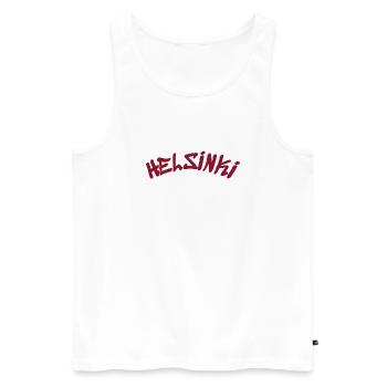Helsinki - Finlande - Finlande - Suomi - Slogan - Débardeur bio Premium Homme - blanc - Devant - Michal (187cm)