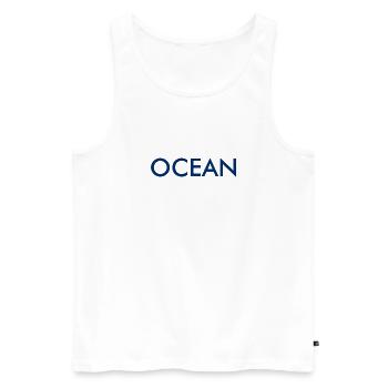 Ocean Lettering Design Logo Ozean Meer - Männer Premium Bio Tank Top - Weiß - Vorne - Michal (187cm)