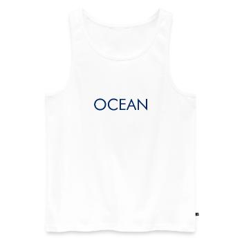 Ocean Lettering Design Logo Ocean Sea - Men's Premium Organic Tank Top - white - Front - AI Model Male 178 light (178cm)