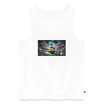 Ein mystisches Einhorn mit Aurora Boreralis - Männer Premium Bio Tank Top - Weiß - Vorne - AI Model Male 178 light (178cm)
