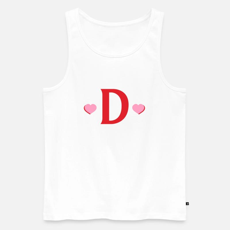 Buchstabe d rote Herzen - Männer Premium Bio Tank Top - Weiß