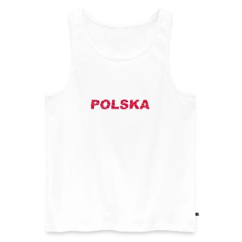 Polska Lettering - Polen - Poland - polnisch - Men's Premium Organic Tank Top - white - Front - AI Model Male 178 light (178cm)