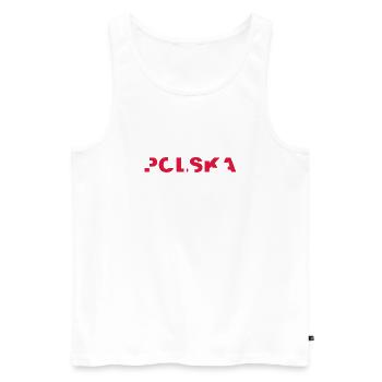 Polska Lettering - Polen - Poland - polnisch - Men's Premium Organic Tank Top - white - Front - AI Model Male 178 light (178cm)